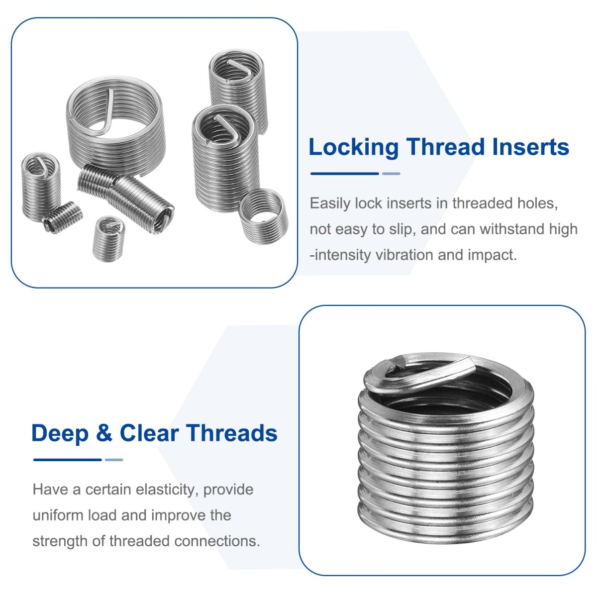 20pcs Wire Thread Inserts 3 8-16 Unc 1 5d 9 16 304 Stainless Steel Helical Type Coiled Repair Kit Screw Threaded Sleeve Sheath