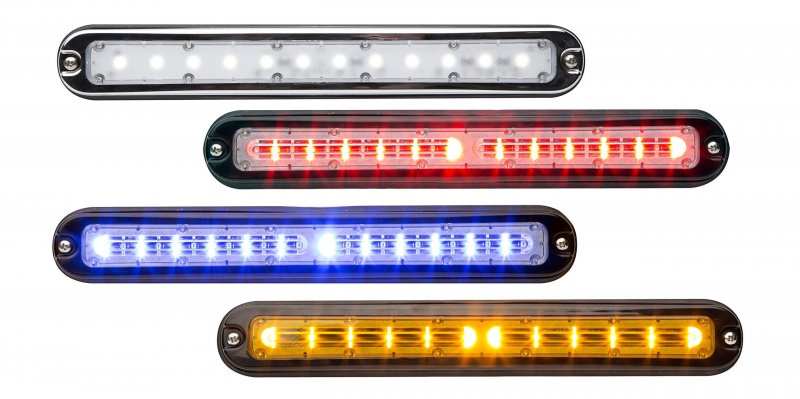 Whelen Ps-02fcr Strip-lite Plus Surface Mount Super-led Warning Duo Lighthead 69 Scan-lock Flash Patterns Red Amber