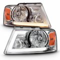 Akkon Fits 2004-2008 Ford F150 06-08 Lincoln Mark Lt Pickup Truck Led-tube Running Switchback Turn Signal Chrome Headlights 