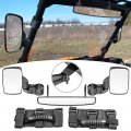 Universal Utv Right Left Side View Mirrors 15 Wide Center Mirror Of 1 5 -1 75 Diameter Grab Handle Set For Polaris Ace Yamaha 