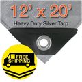12 X 20 Heavy Duty Silver Black Waterproof Uv Blocking 10 Mil Poly Tarp 
