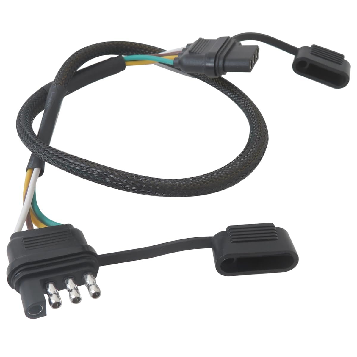 4 Flat Trailer Wire Extension Way Connector Pure Copper Loom Tubing Protection 16 Awg 12 Inch Stable Connection