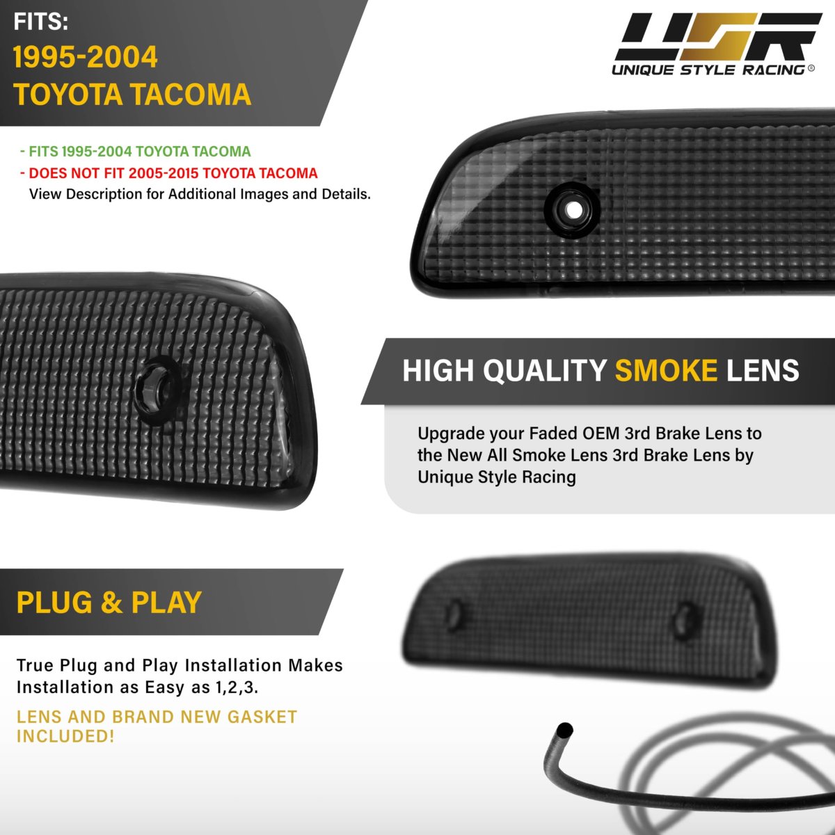 Usr Unique Style Racing 95-04 Rzn140 Rzn150 3rd Bke Light A Rear Top Center Lamps W Gasket For 1995-2004 Toyota Tacoma Pickup A