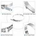 T-bolt Hose Clamps 2pcs Working Range 145-153mm 201 Stainless Steel Bolt Intake Intercooler Fo Clamp Tube