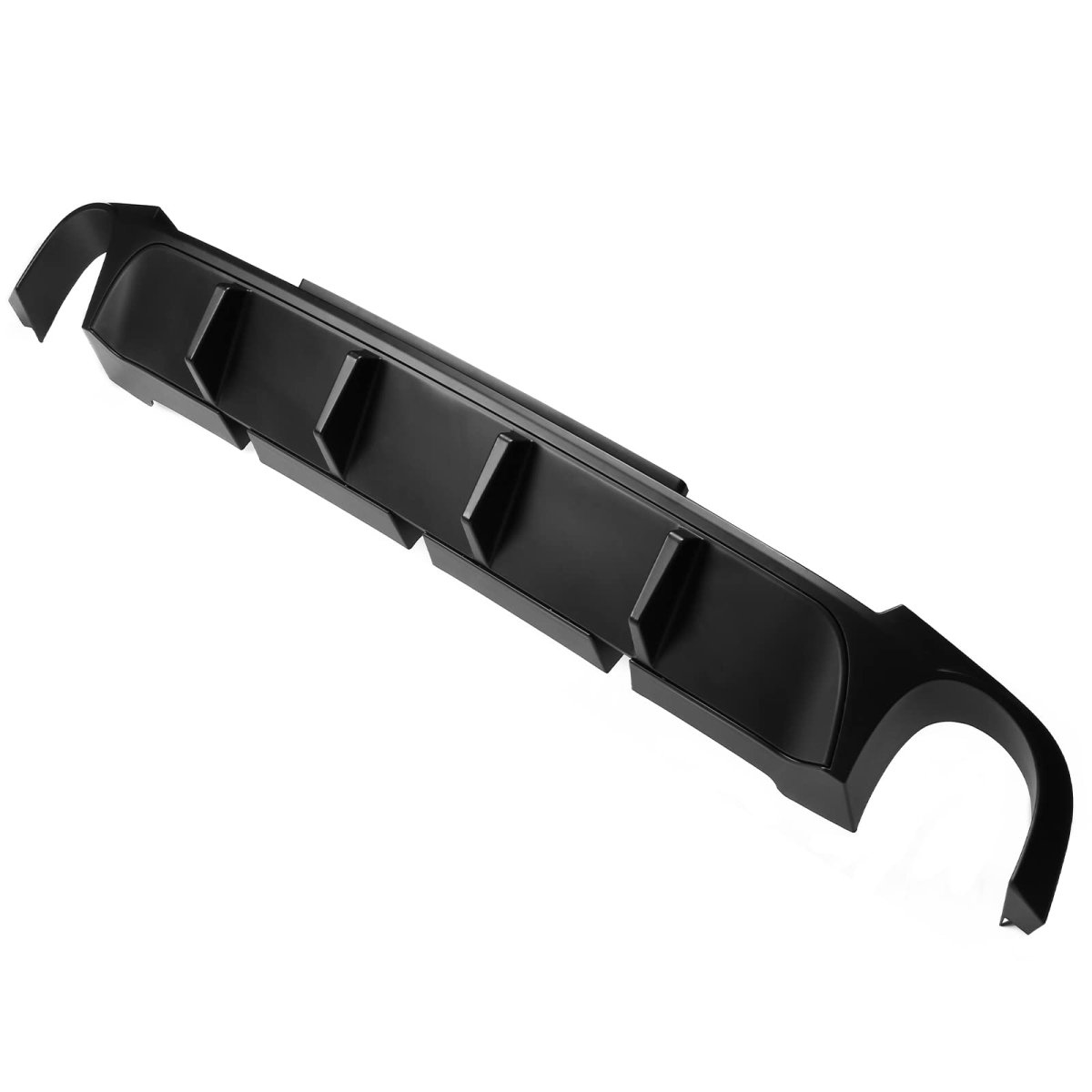 Ikon Motorsports Rear Diffuser Bumper Lip For 2013-2014 Ford Mustang V6 Gt Style Matte Black Pp Spoiler W V2 Shark Fins