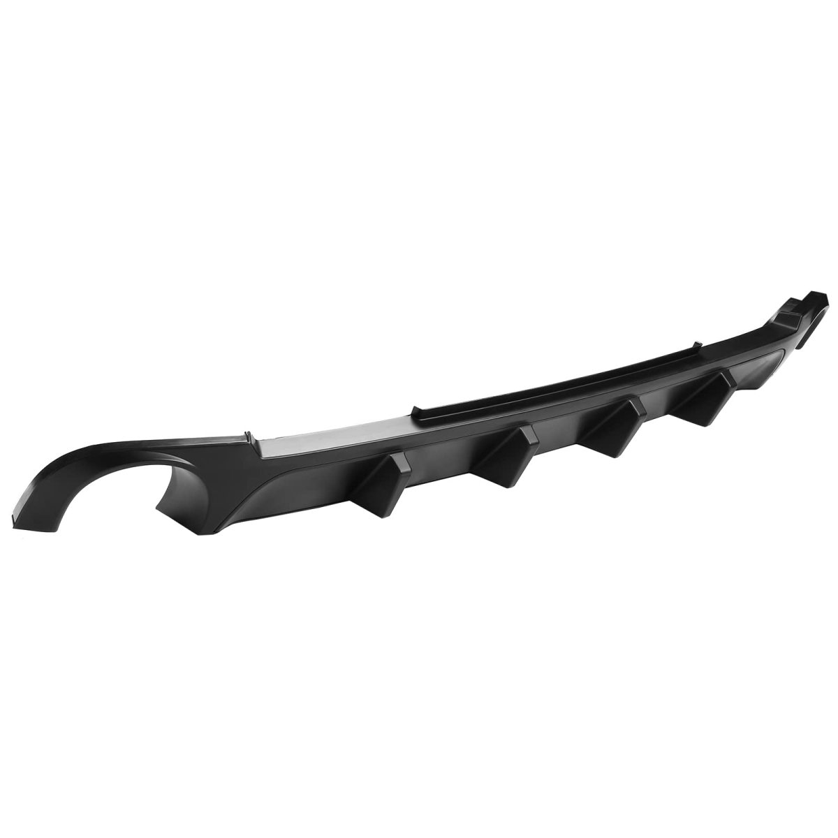 Ikon Motorsports Rear Diffuser Bumper Lip For 2013-2014 Ford Mustang V6 Gt Style Matte Black Pp Spoiler W V2 Shark Fins