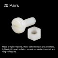 Uxcell 20 Pairs Nylon Screw Nut Assortment M6x16mm Slotted Pan Head Screws M6 Hex Nuts For Machinery Electronics White