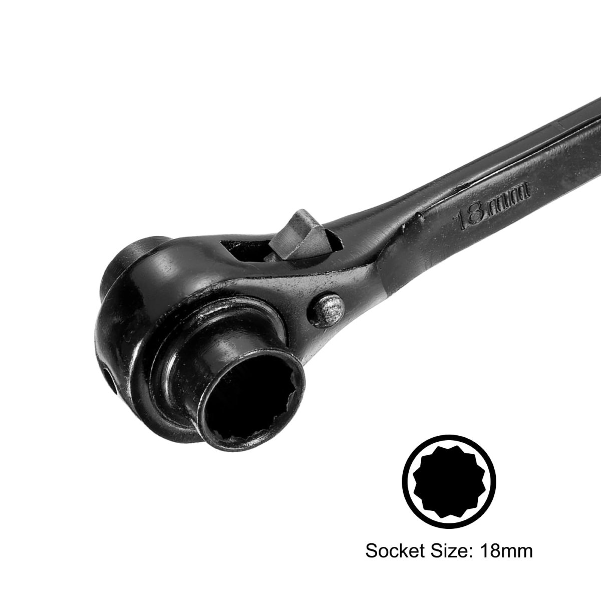 16 X 18mm Hexagon Scaffold Podger Ratchet Spanner Point Ratcheting Socket Wrench Tool With Black Oxide Finish 12 6 In Long 2