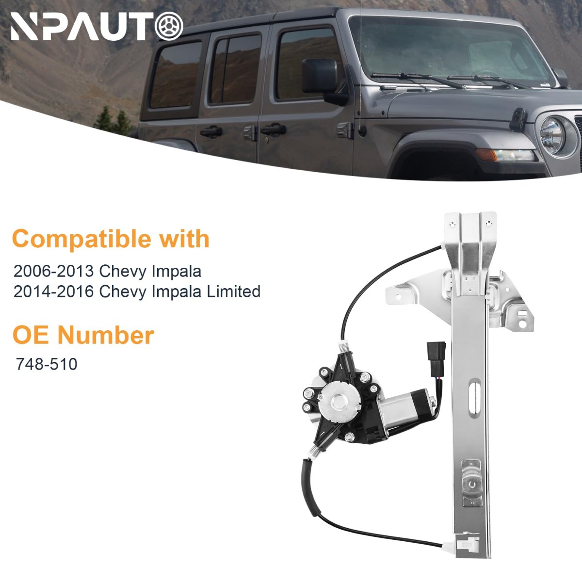 Rear Driver Power Window Regulator With Motor For Chevy Impala 2006 2013 And Limited Sedan 2014 2016 Left Side 748-510