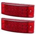 2 Pack 6 In 20 Led Rectangle Truck Trailer Side Marker Lights Red Lens And Light Waterproof Clearance Lamps Universal Surface 