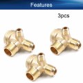 Bettomshin 3pcs 3 Way Brass Air Compressor Check Valve 16x14x10mm Male Threaded Pneumatic Accessory