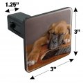 Boxer Puppy Dog Sleeping On Guitar Tow Trailer Hitch Cover Plug Insert
