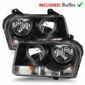 Amerilite For 2005-2010 Chrysler 300 Halogen Type Black Replacement Headlight Assembly Oe Style W Bulb Socket Pair Passenger