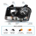 Amerilite For 2005-2010 Chrysler 300 Halogen Type Black Replacement Headlight Assembly Oe Style W Bulb Socket Pair Passenger