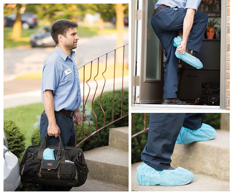 Disposable Shoe Covers Slip Resistant Booties Heavy Duty Waterproof Blue Non Silicone Sole 500 Pcs 250 Pairs For 11 Us Men And