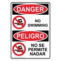 Compliancesigns Vertical Plastic Osha Danger No Swimming Se Permite Nadar Sign 10 X 7 In With English Spanish Text And Symbol 