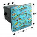 Fishing Flies Lures Fish Pattern Tow Trailer Hitch Cover Plug Insert