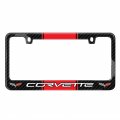 Ipick Image For Chevrolet Corvette C6 Dual Logo Racing Stripes Real Carbon Fiber License Plate Frame