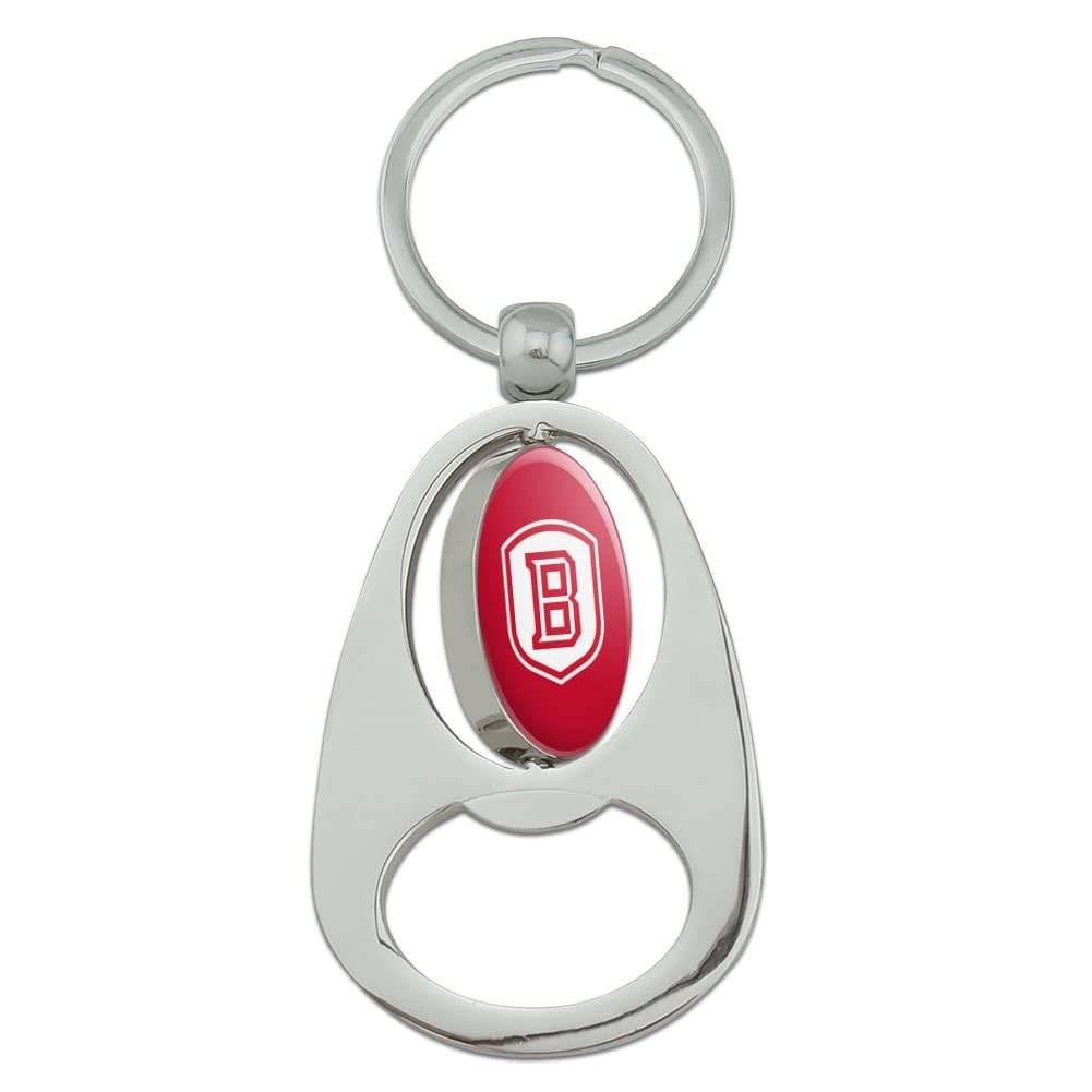 Graphics More Bradley University Primary Logo Keychain Chrome Metal Spinning Oval Bottle Opener