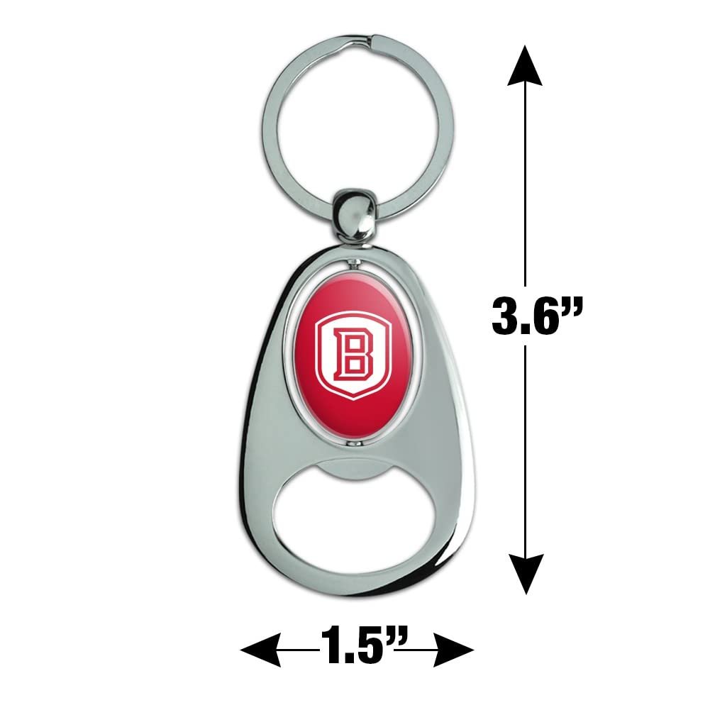 Graphics More Bradley University Primary Logo Keychain Chrome Metal Spinning Oval Bottle Opener