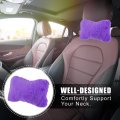 X Autohaux 1pcs Furry Car Seat Neck Pillows Soft Fluffy Warm Headrest Head Support Decor Accessories Violet