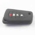 Kcpros 2pcs Black Rubber Silicone 4 Buttons Remote Smart Flip Key Fob Cover Case Protector Keyless With Keychain For Toyota