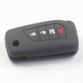 Kcpros 2pcs Black Rubber Silicone 4 Buttons Remote Smart Flip Key Fob Cover Case Protector Keyless With Keychain For Toyota