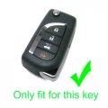Kcpros 2pcs Black Rubber Silicone 4 Buttons Remote Smart Flip Key Fob Cover Case Protector Keyless With Keychain For Toyota