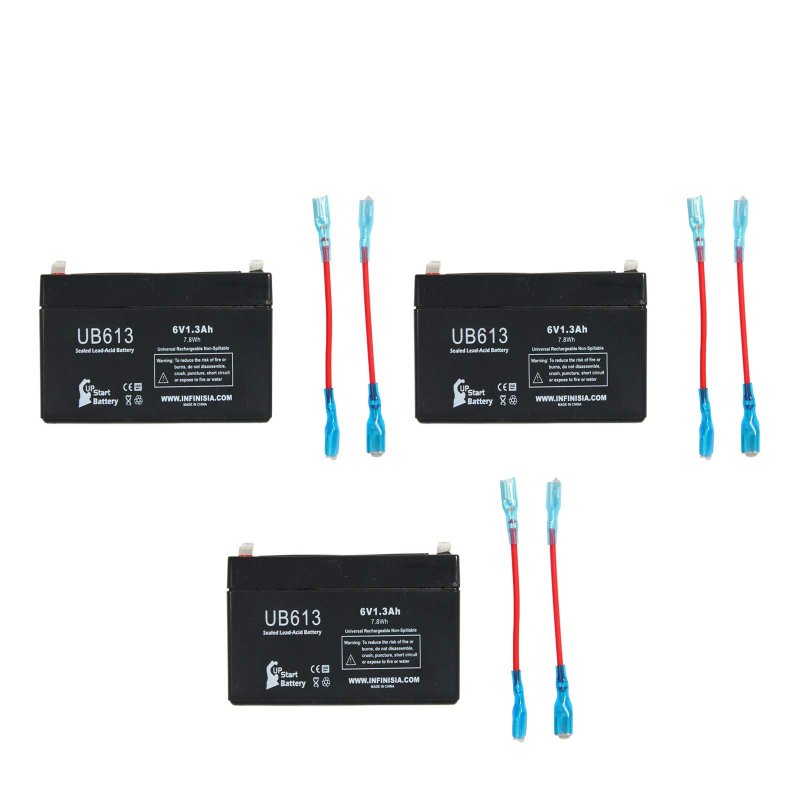 3 Pack Replacement For Exitronix Ex6v1 2a Battery Ub613 Universal Sealed Lead Acid 6v 1 3ah 1300mah F1 Terminal Agm Sla