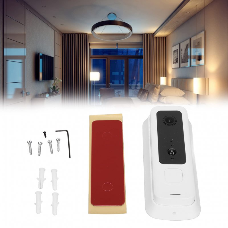 Ring Camera Outdoor Wireless Doorbell Abs Two Way App Design Real Time Monitoring Low Consumption Inbuilt Pir Video White
