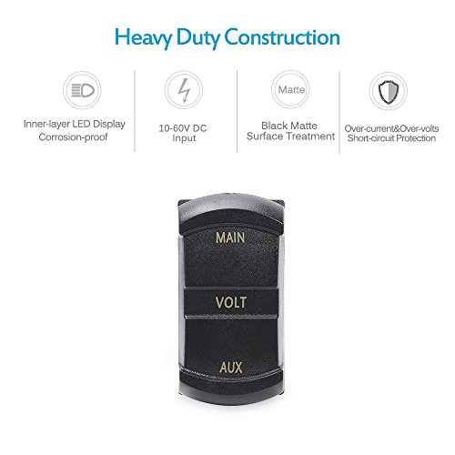 Led Digital Panel Double Voltmeter Rocker Switch Style Voltage Monitor Blue For Car Pickup Rv Truck Dual Battery Pack
