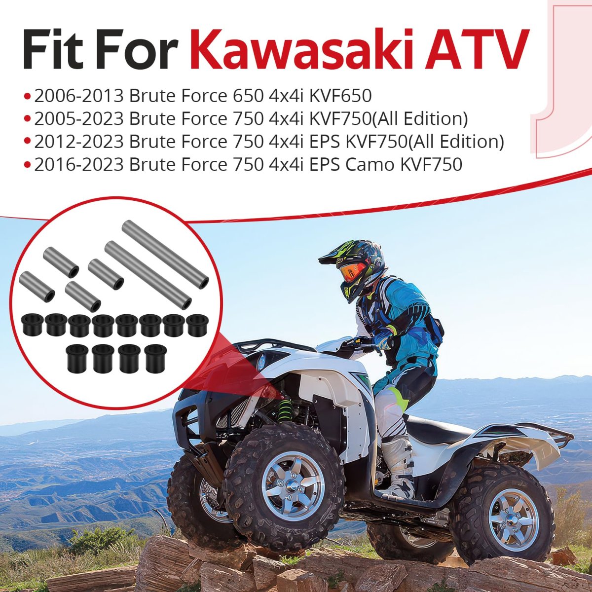 A Arm Front Bushing Pin Rebuild Kit For Kawasaki Brute Force 650 750 4x4i Kvf650 Kvf750 2005 2023