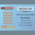 Mig035-60 Mig Welder Parts 50-pcs 035a Tips 5-pcs Gas Nozzles Diffusers For Mts-165 185 205 Mig-160 180 200 Mig-140gs