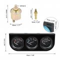 X Autohaux Car 3 In 1 Fahrenheit Water Temperature Gauge Oil Pressure Voltmeter Voltage Triple Measure Kit With Sensor