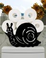 Cute Crawling Snail Animal Toilet Paper Roll Holder Free Standing Black Bathroom Decor Holders Storage Organizer For 8 Rolls 