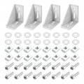 Uxcell 4set Inside Corner Bracket Gusset Kits 77x77x40mm 4080 Angle Connector For Series Aluminum Profile Silver 16 X Slider
