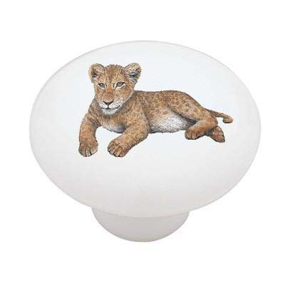 Baby Lion Cub Decorative High Gloss Ceramic Drawer Knob