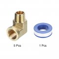 Uxcell Brass Pipe Fittings 3 8 Inch Npt Male X Female 5pcs 90 Degree Barstock Street Elbow Forged Hose Adapter For Gas Air Oil