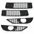 G-plus Upper Lower Bumper Fog Light Grill Cover Frame 4pcs Compatible With Audi Q7 S-line N S 2009-2015 Fits Sports 4l 