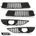 G-plus Upper Lower Bumper Fog Light Grill Cover Frame 4pcs Compatible With Audi Q7 S-line N S 2009-2015 Fits Sports 4l