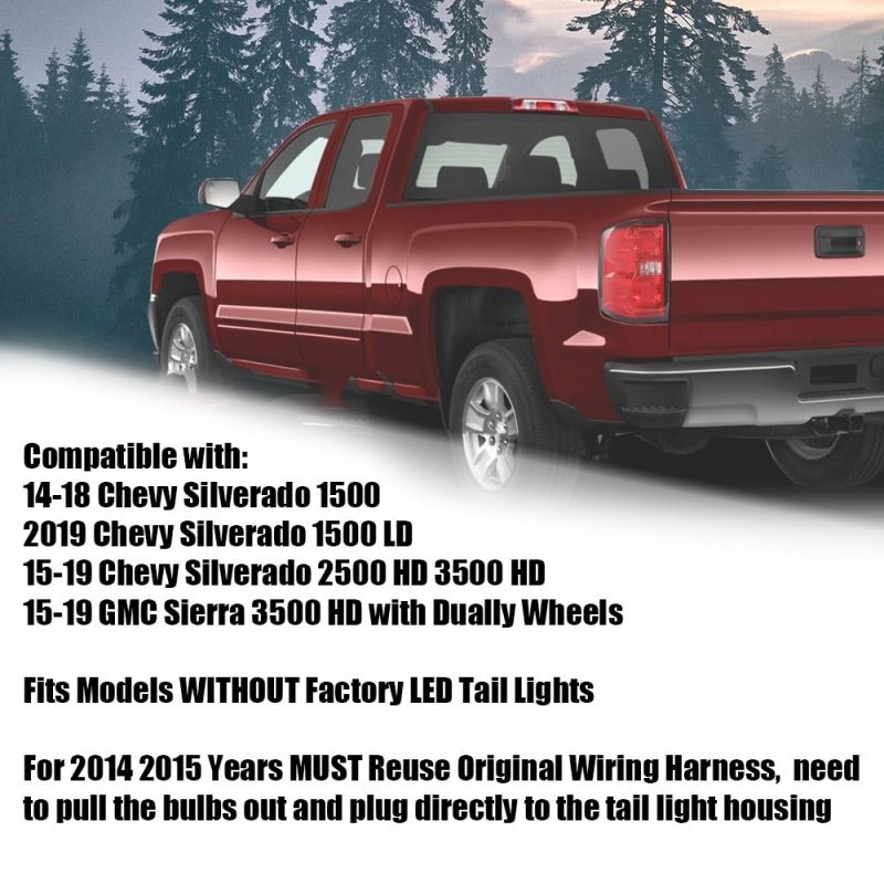 Tail Light Assembly Driver Side Red Lens For Chevy Silverado 1500 2500 Hd 2016 2019 And Gmc Sierra 3500 Without Factory Led
