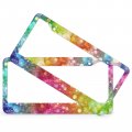 Glittering Rainbow License Plate Frames 2 Packs Holes Sparkling Stars Aluminum Car Accessories Cover Fits Standard U S Vehicles