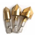 Driak 3pc 1 4 Hex Shank 5 Blade Countersink Drill Bit Set For Wood Quick Change
