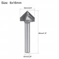 Uxcell 90 Degree V-groove Router Bit 16mm Dia With 6mm Shank Titanium Steel Tipped V Grooving Gray