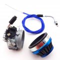 Tc-motor Blue Racing Carb Carburetor Filter Throttle Cable For 2 Stroke 50cc 60cc 80cc Gas Motorized Bicycle Push Bike 