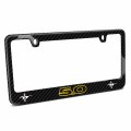 Ipick Image For Ford Mustang Gt 5 0 Outline In Yellow Dual Logo Black Real Carbon Fiber License Plate Frame