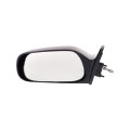 Toyota Corolla 1990 1991 1992 1993 Door Mirror Driver Side Manual Remote Non-heated Non-foldaway Black Primed Flat Glass Sedan 