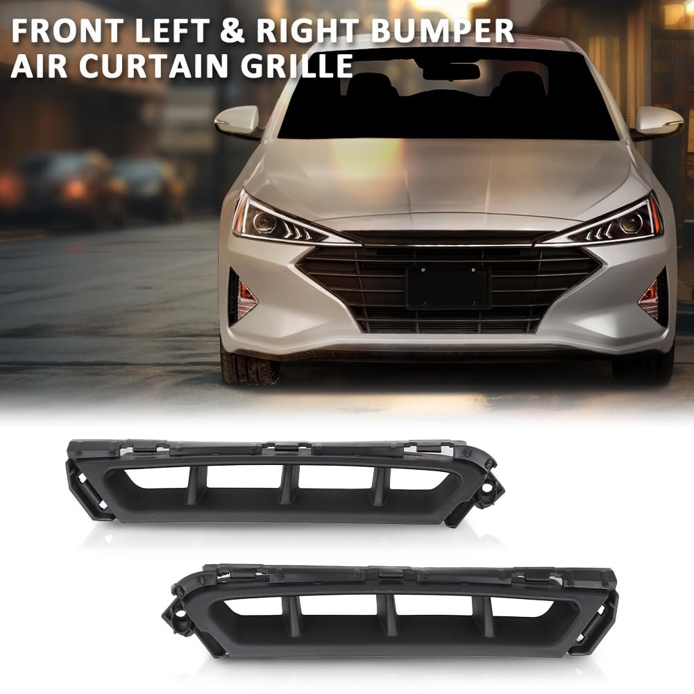 Front Bumper Air Curtain Grille Grill For Hyundai Elantra 2019-2020 86562f2aa0 86561f2aa0 A Black Left Right Pair