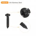 Uxcell 8 X 3 4 Phillips Pan Head Self-tapping Screw 50pcs 304 Stainless Steel Round Wood Full Thread Black