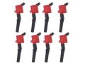 Performance Ignition Coil Set 8 Piece Red Compatible With 1999-2004 Ford F-250 Super Duty V8 